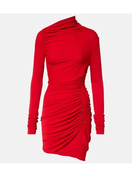 Rochie cu volane Rick Owens cu volane din jerseu roșu
