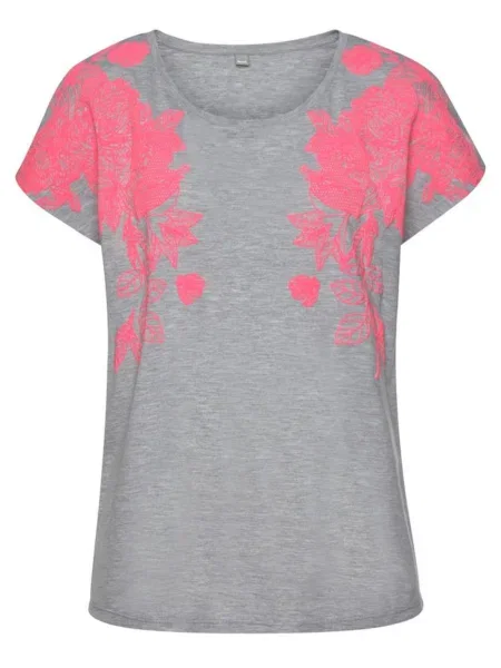 BENCH Majica pegasto / roza siva