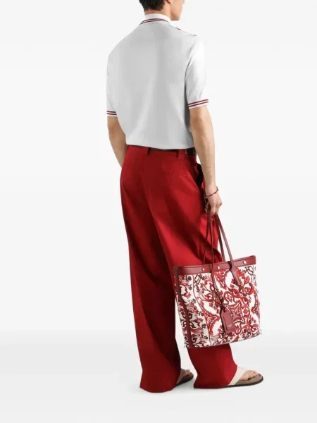 Μεταξωτό polo Dolce & Gabbana με σχέδιο λευκό