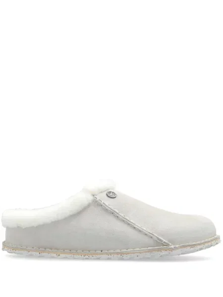 Papuci de casă Birkenstock din piele de căprioară alb