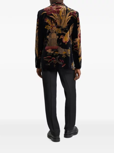 Geacă Etro de catifea cu model floral cu imagine negru