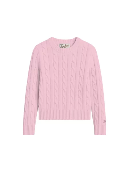 Sweter Mc2 Saint Barth wełniany pleciony różowy