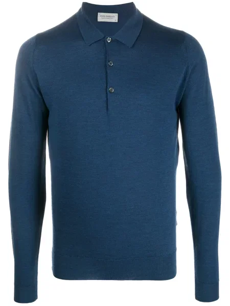 Długi polo John Smedley niebieskie