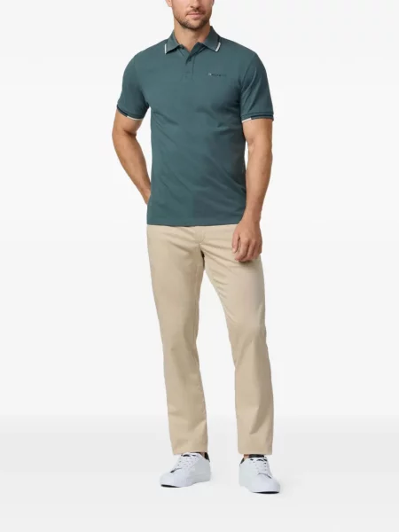 Tricou polo Hackett London din jacard verde