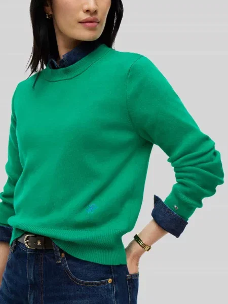 Sweter z czystej bawełny w kroju regular fit Tommy Hilfiger zielony