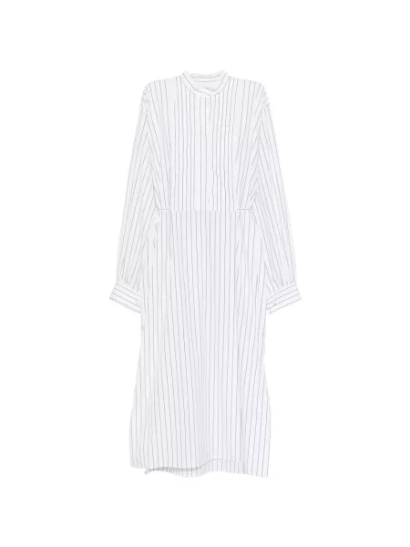 Rochie midi Jil Sander cu dungi până la genunchi de costum alb
