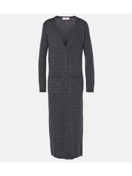 Rochie maxi Valentino de lână de costum gri