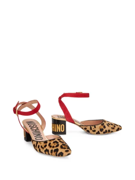 Pantofi cu toc Moschino cu imagine cu model leopard maro