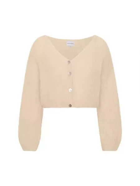 Moherowy kardigan American Dreams o krotszym kroju beżowy