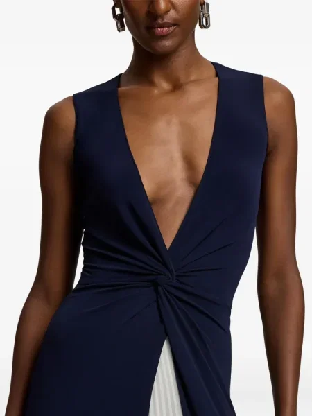 Плисирана костюм вечерна рокля Ralph Lauren Collection синьо