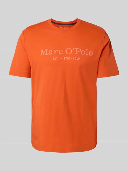 T-shirt o kroju regular fit z czystej bawełny Marc O'polo pomarańczowa