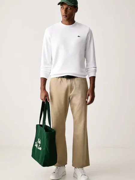 Tricou cu mânecă lungă Lacoste alb