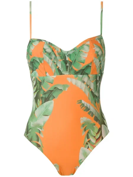 Costum de baie Amir Slama cu model floral cu imagine portocaliu