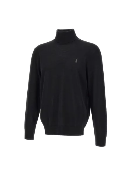 Polo Ralph Lauren sweter wełniany niebieski z golferm czarny