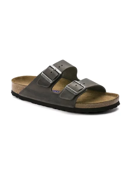 Șlapi Birkenstock din piele gri