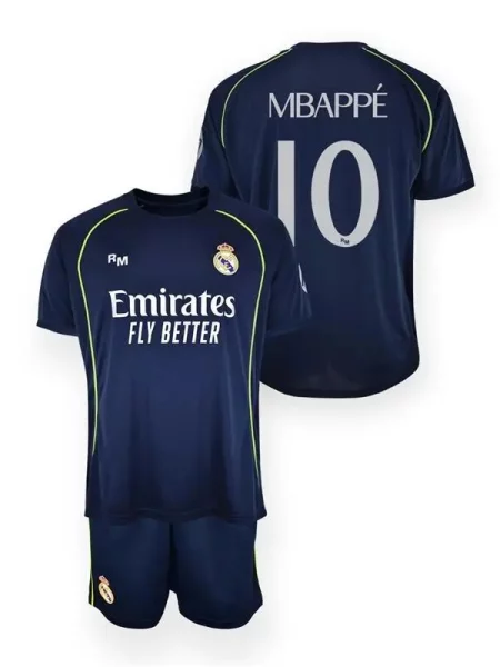 Real Madryt komplet koszulka spodenki junior Mbappe box granatowy niebieska