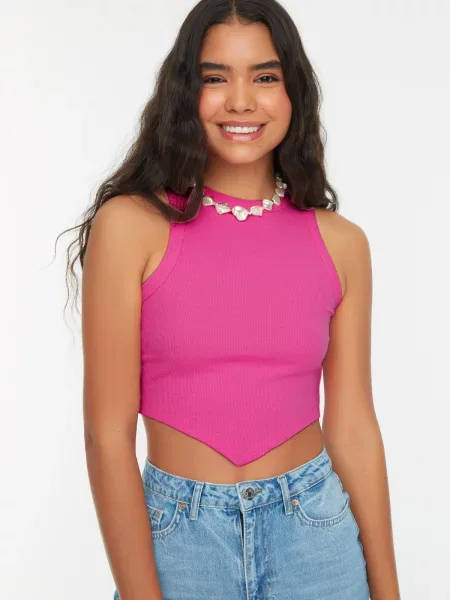 Top Trendyol de catifea cord roz