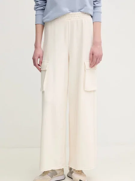 Dkny pantaloni de trening din femei neted bej