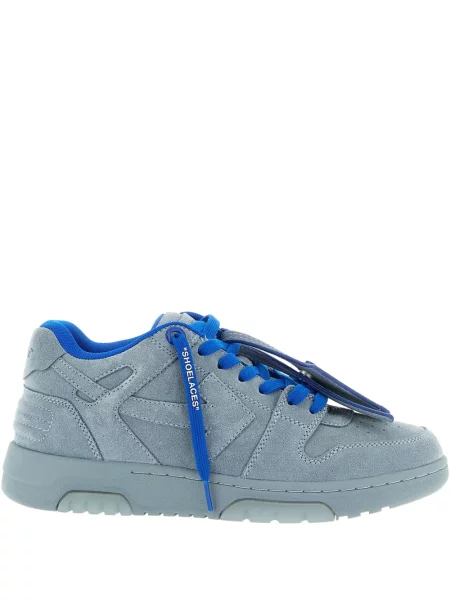 Sneakerși Off-white din piele de căprioară cu autograf alb