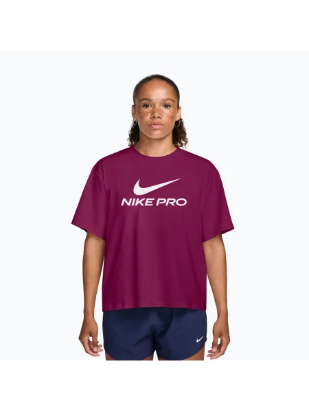 Дамска тренировъчна тениска Nike Pro Dri-Fit Loose true berry/white бяло