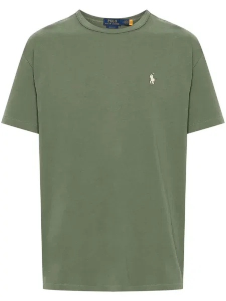 Siuvinėta polo marškinėliai Polo Ralph Lauren dygsniuotas pilka