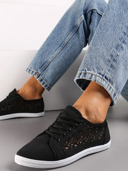 Teniși cu inserții laterale din plasă Salessa negri
