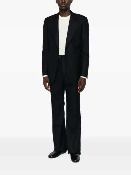 Pantaloni Spina cu model herringbone albastru