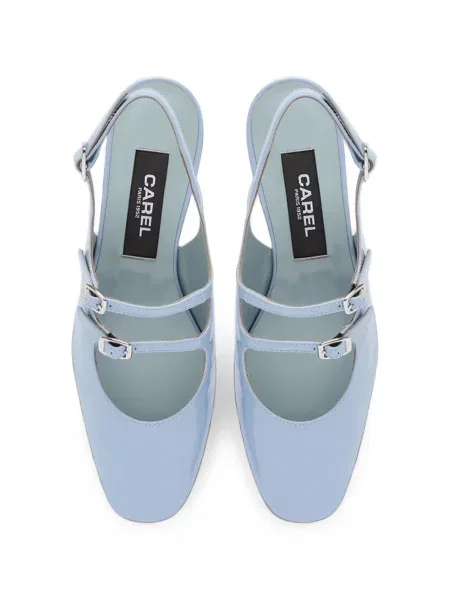 Iš natūralios odos bateliai Carel Paris slingback mėlyna