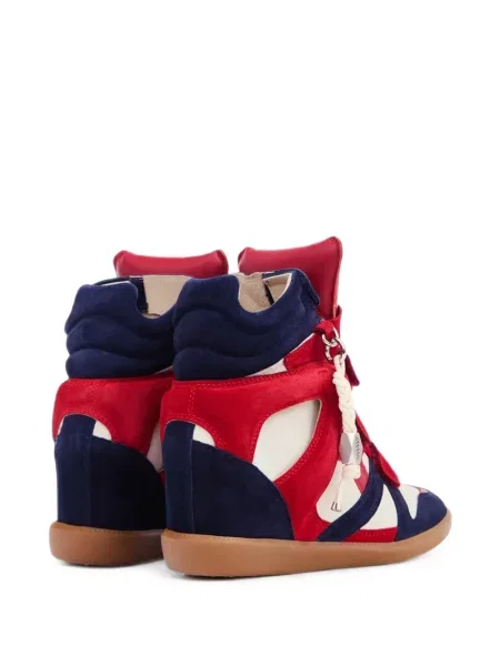 Sneakerși Isabel Marant din piele de căprioară cu pană roșu