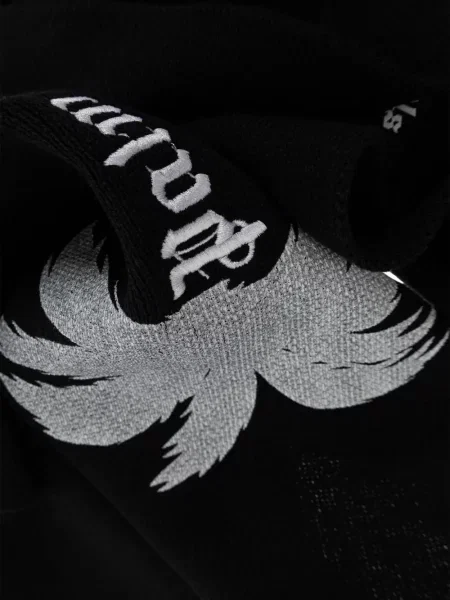 Fular Palm Angels cu broderie negru