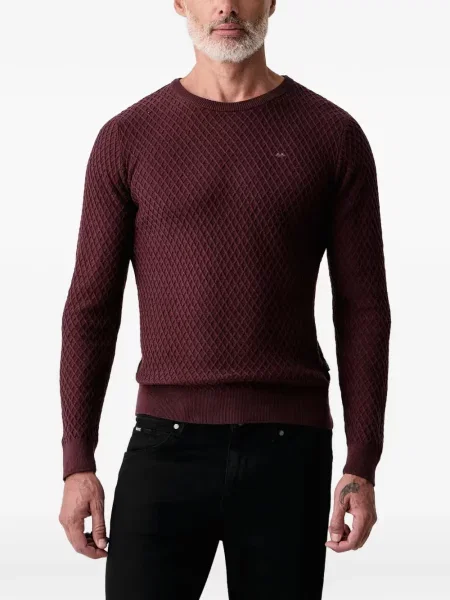 Sweter Lindbergh z okrągłym dekoltem czerwony