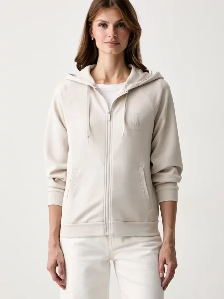 Armani Exchange hanorac pentru femei cu vâscoză bej