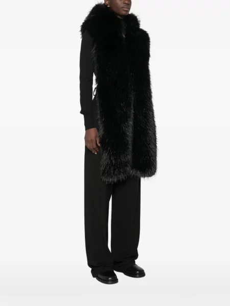 Vestă Moncler cu glugă cu blană negru