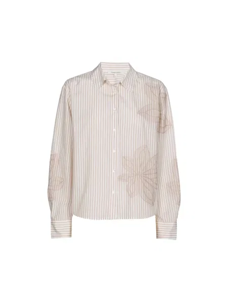 Koszula Marie Méro w paski elegancka beżowa