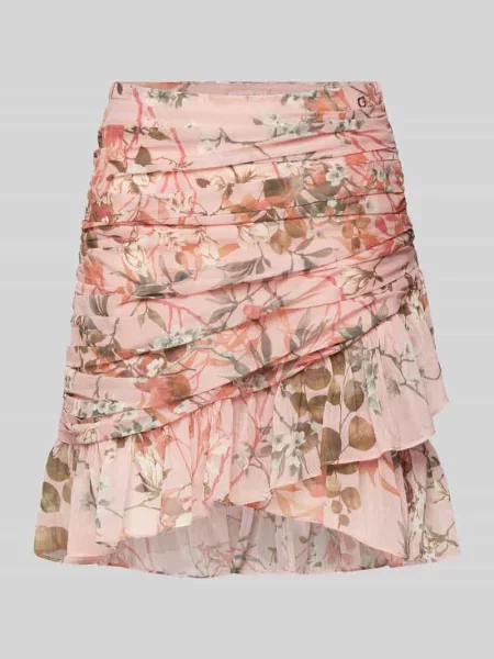 Spódnica mini z kwiatowym nadrukiem model ‘VANESSA’ Guess różowa
