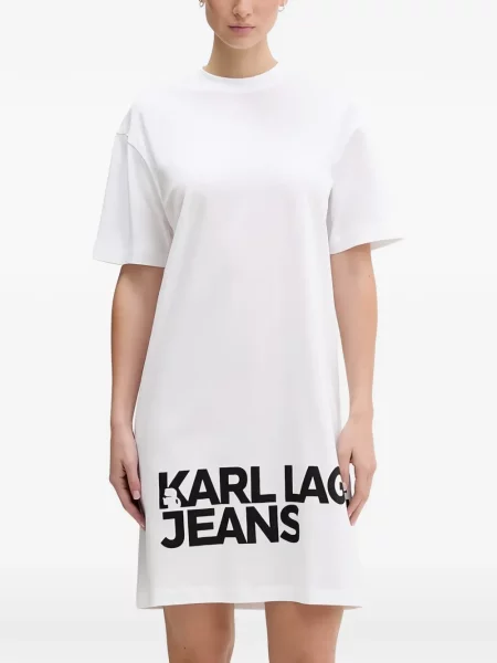 Rochie din denim Karl Lagerfeld Jeans alb