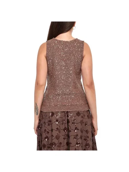 Top Weekend Max Mara z dekoltem w serek brązowy
