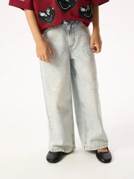 Reserved Джинси wide leg з аплікацією SmileyWorld® синій