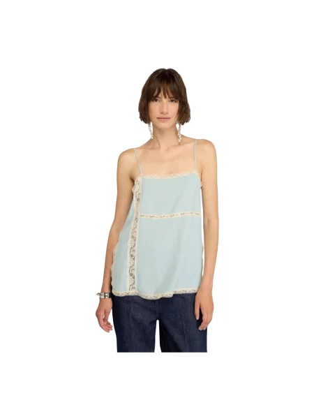 Top Semicouture z krepy niebieski