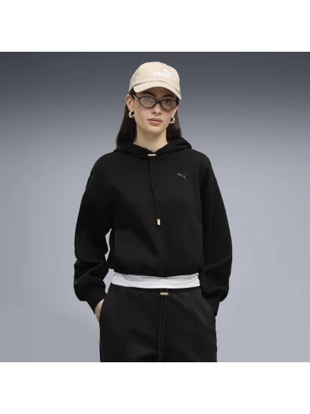 Dzianinowa bluza z kapturem HER o luźnym kroju PUMA czarna