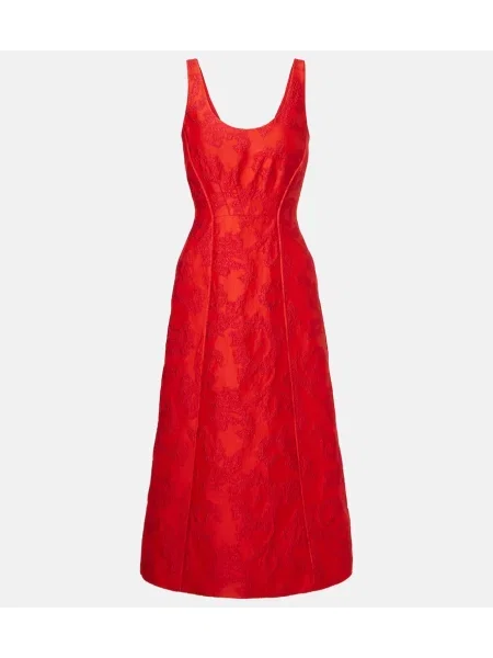Rochie midi Emilia Wickstead din jacard până la genunchi de costum roșu
