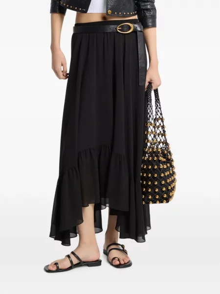 Fustă Michael Kors cu volane asimetrică negru