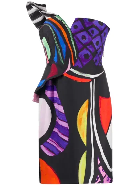 Rochie Moschino cu imagine cu imprimeu abstract negru