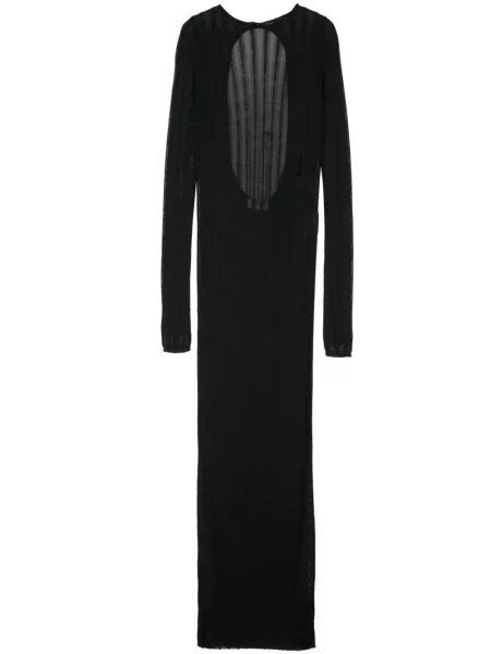 Rochie maxi The Attico cu broderie de costum negru