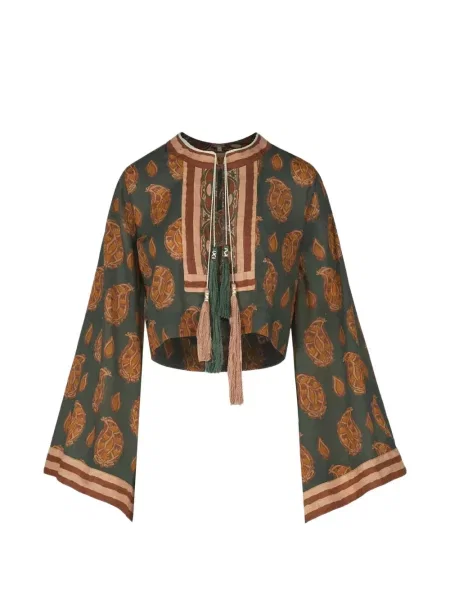 Top Johanna Ortiz cu imagine cu model paisley verde