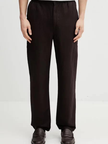 Kalhoty s příměsí lnu Lacoste hnědé