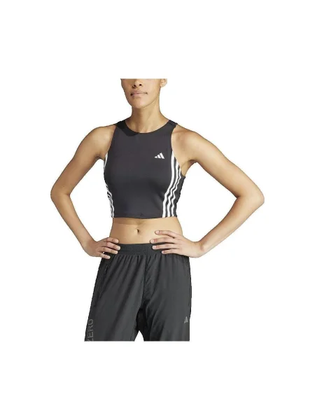 Pruhované bežecké tričko Adidas čierna