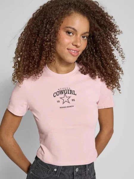 T-shirt o kroju slim fit z czystej bawełny model ‘KARINA’ Only