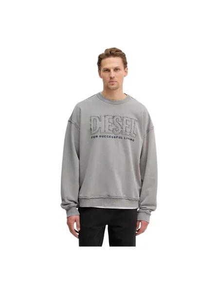 Bluza z detalem z logo Diesel szara