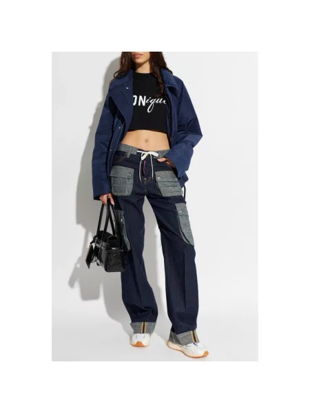 Ocieplana kurtka Dsquared2 z logo niebieska